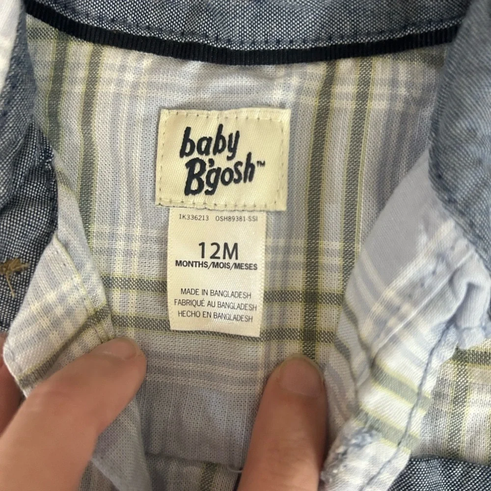 Baby B’gosh Plaid Short Sleeve Bodysuit, Size 12M